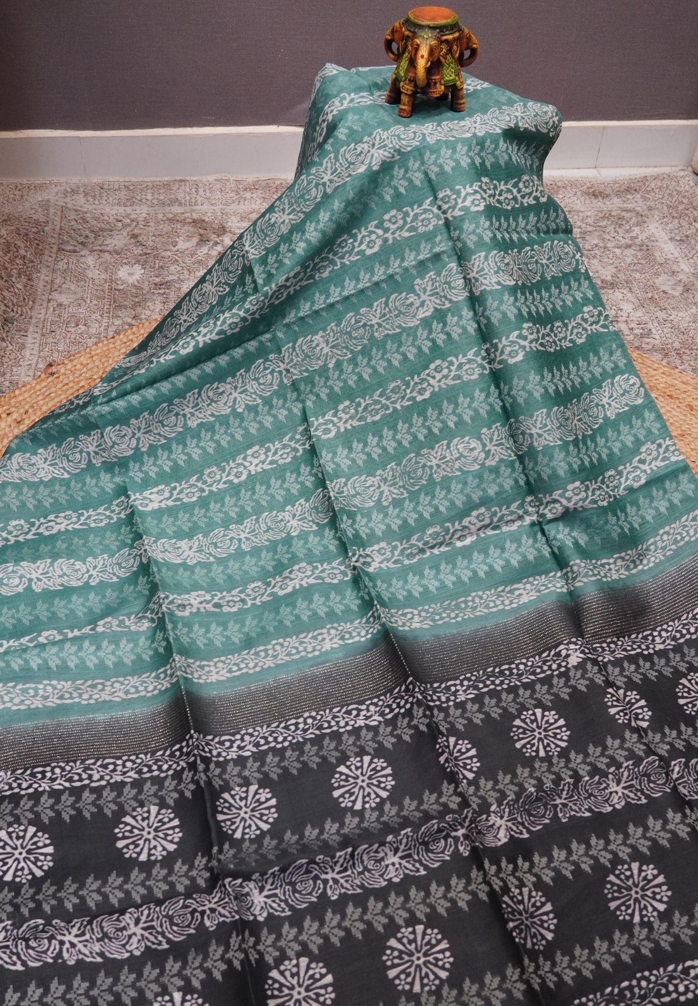 Bhagalpur Cotton Saree-Sea Green