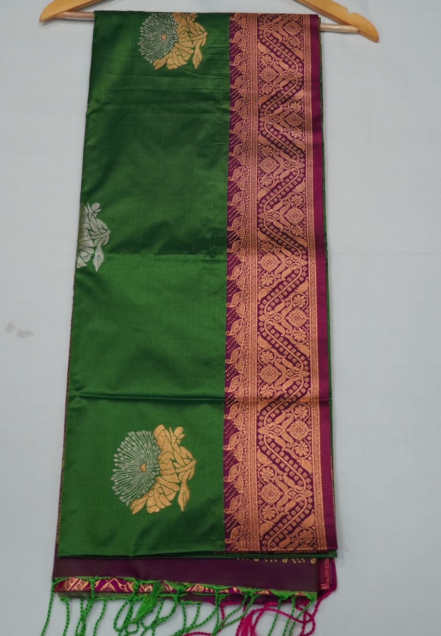 Semi Silk Saree-Grass Green