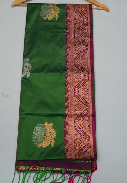 Semi Silk Saree-Grass Green