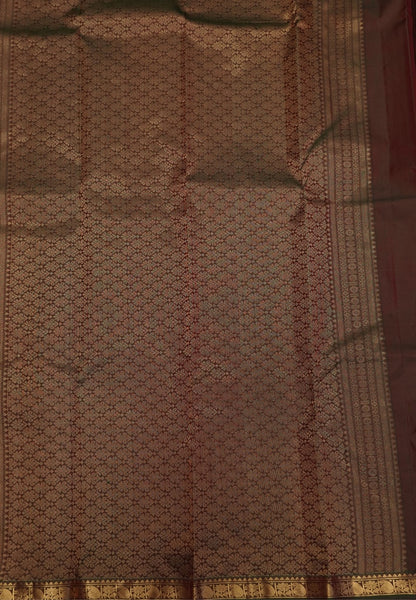 Pure Kanchipuram Silk Saree-Red with Small Border