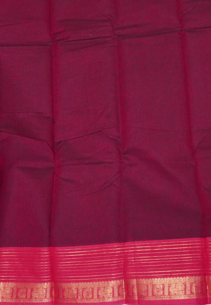 Chettinadu Cotton Saree-Burgundy Wine with in Vairaoosi Pattern