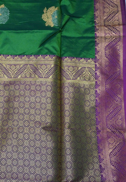 Semi Silk Saree-Grass Green