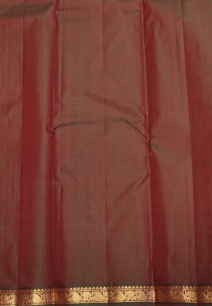 Pure Kanchipuram Silk Saree-Red with Small Border