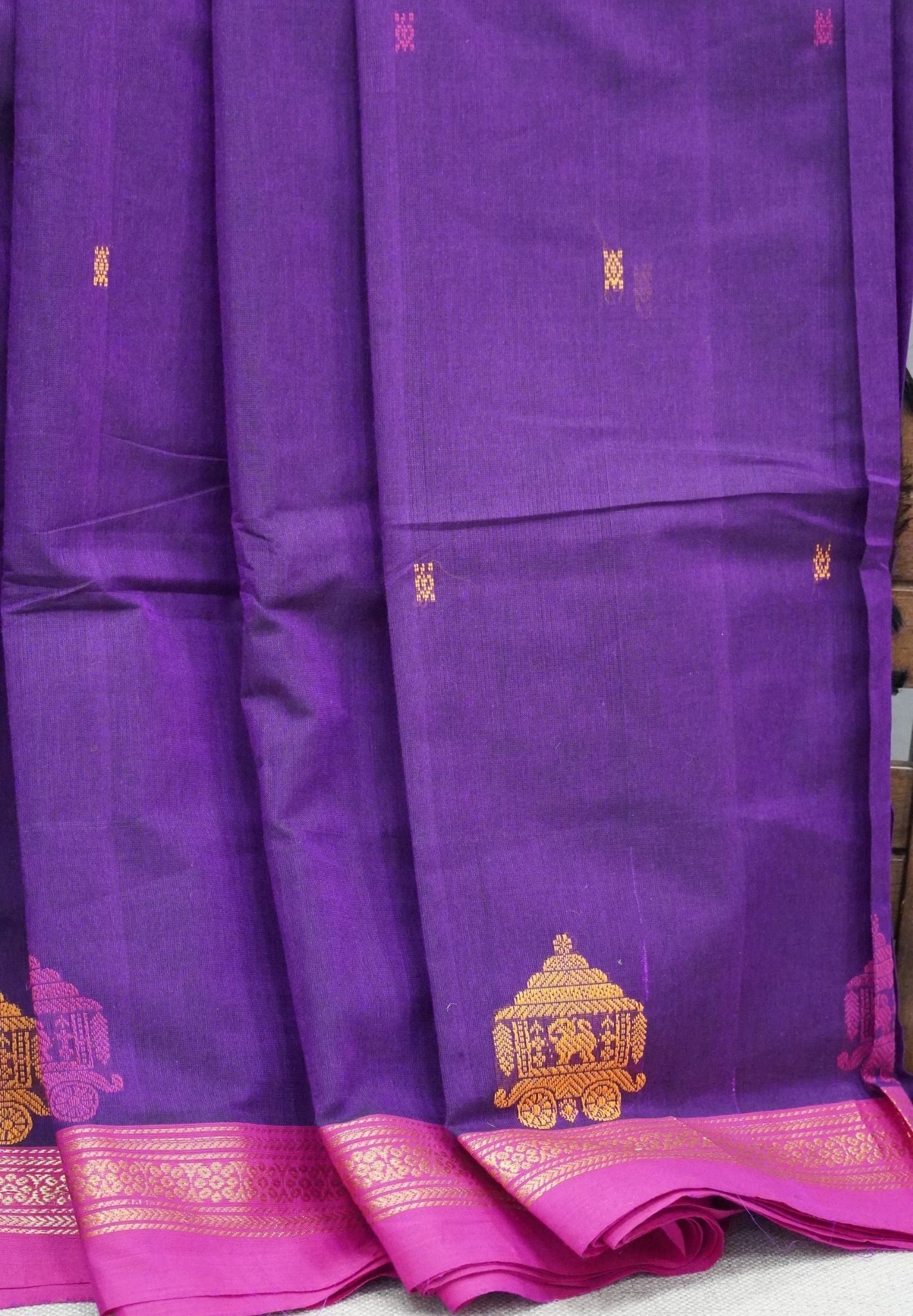 Chettinad Cotton Saree–Wine With Ther Border