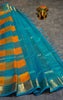 Silk Cotton Saree Checks Yellow thumbnail