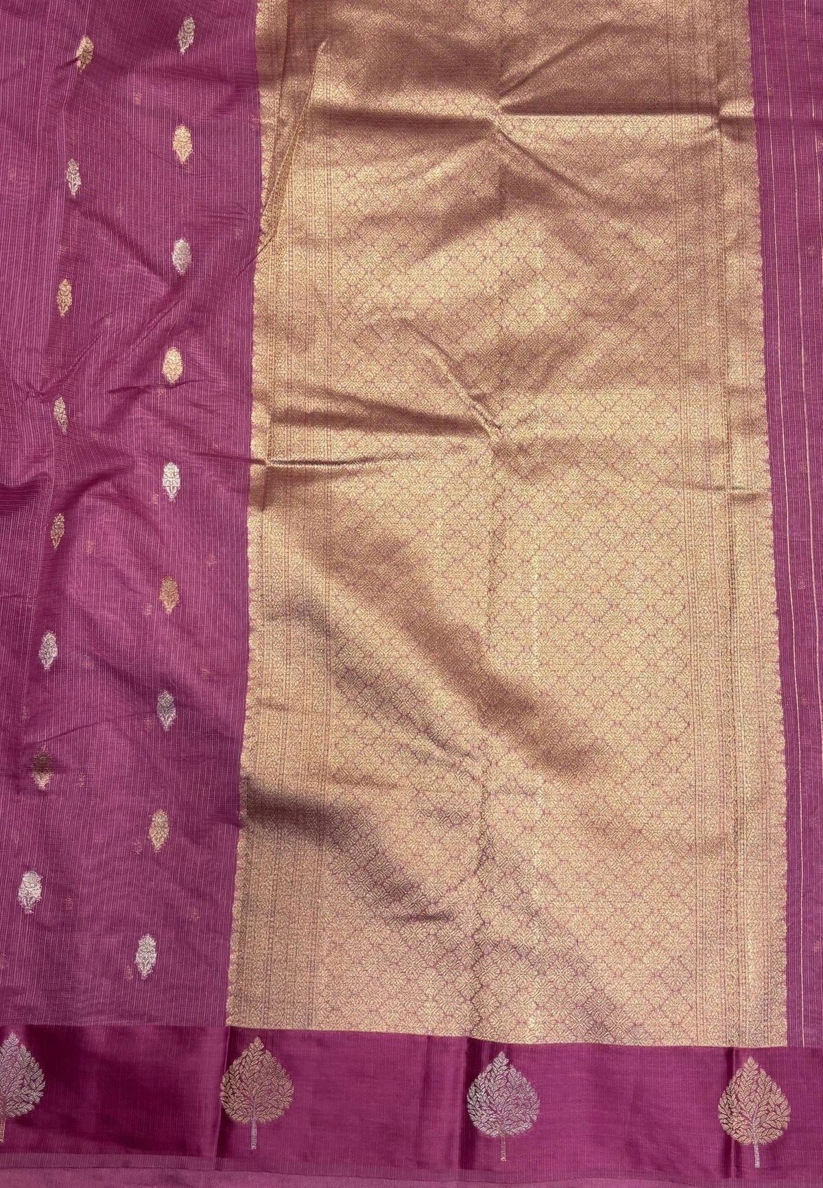 Art Silk Kota Saree-Muted Purple In Geometric Zari Brocade Border