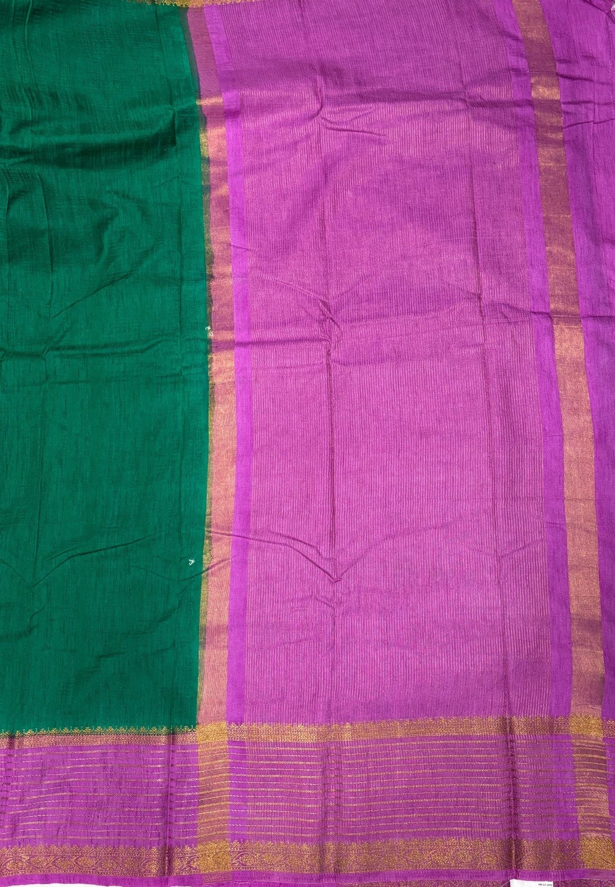 Raw Silk Saree-Teal Green With Contrast Border