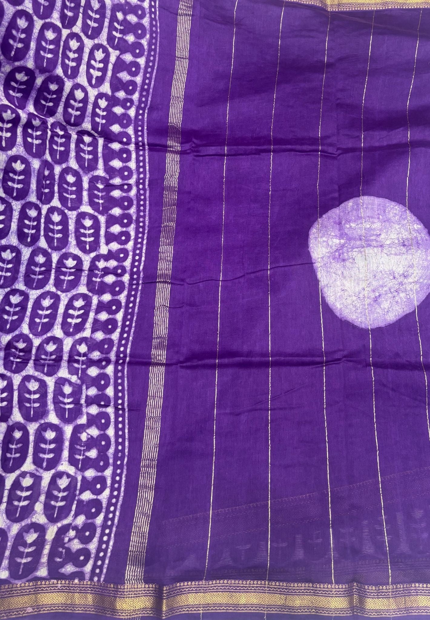 Pure Maheshwari Silk Cotton Saree-Purple