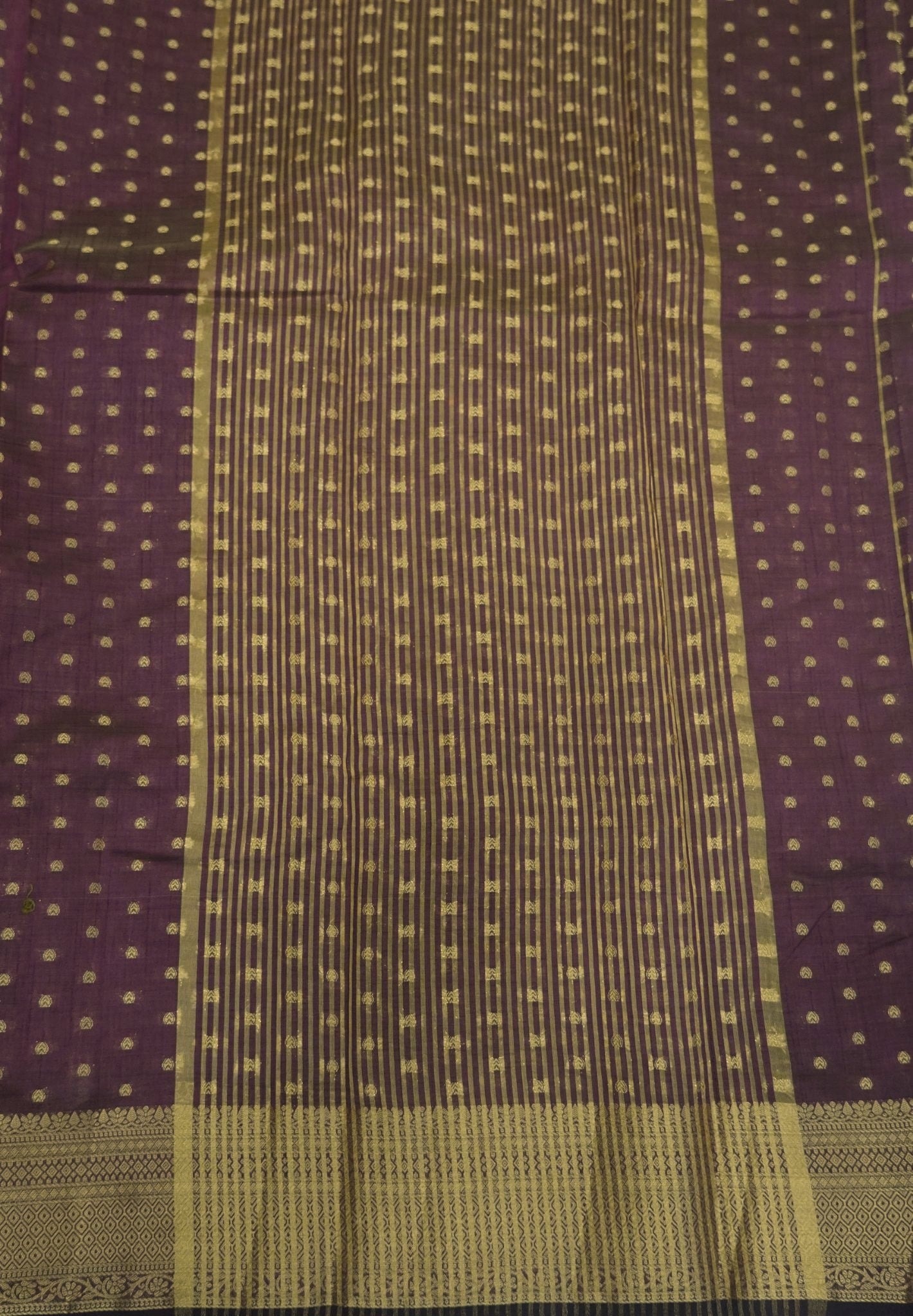 Semi Tussar Saree-Arakku with Golden Zari Bud Buttas