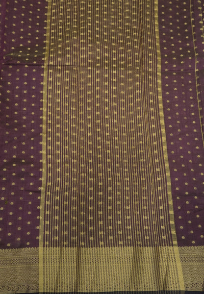 Semi Tussar Saree-Arakku with Golden Zari Bud Buttas