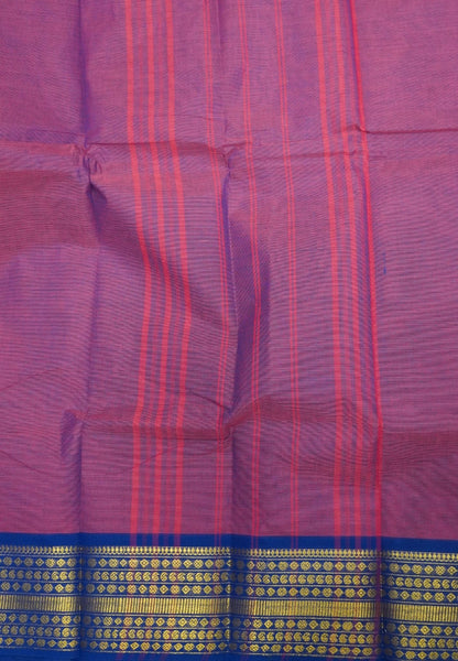 Kanchi Cotton Saree-Pinkish Purple With Varisapet Border