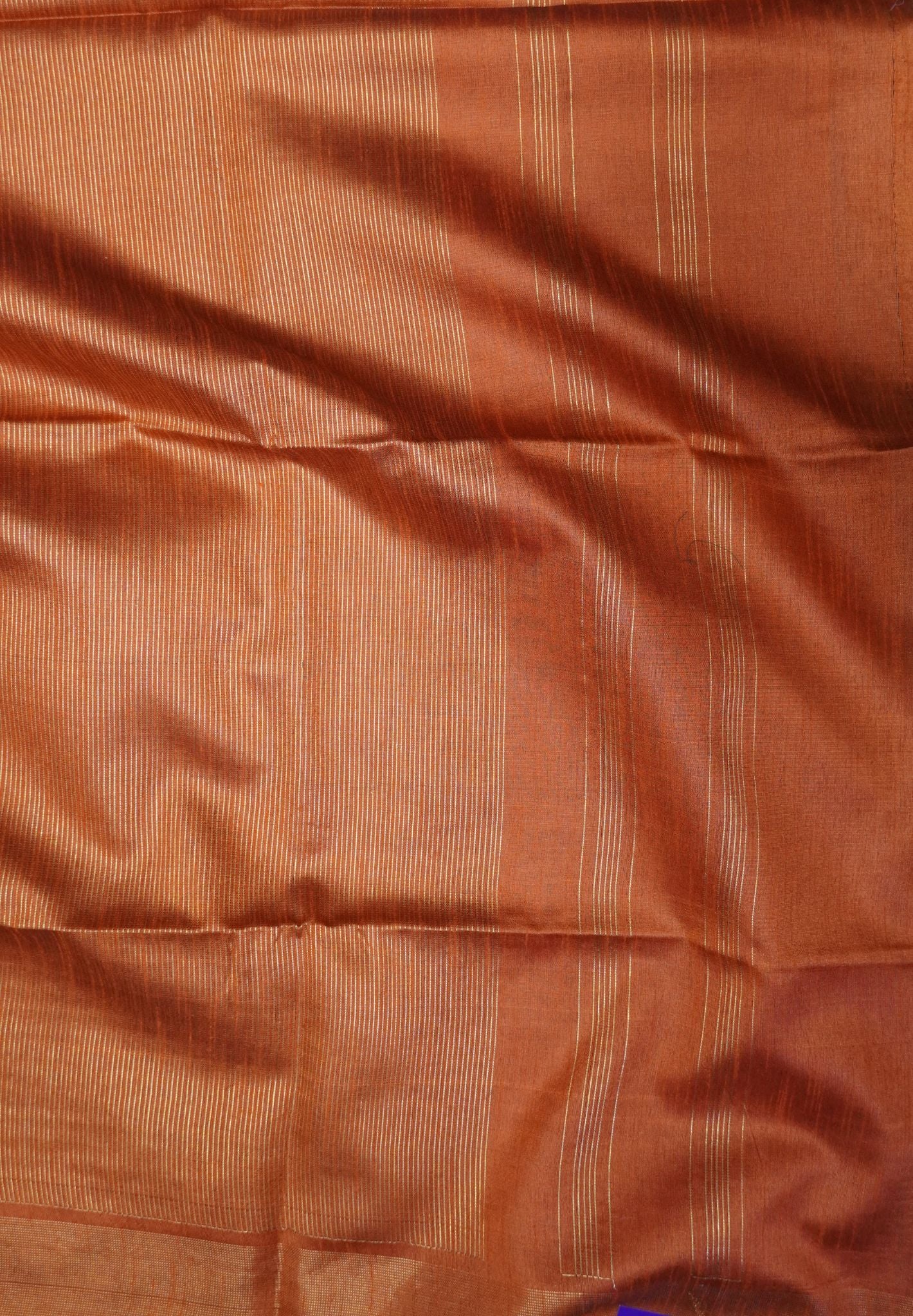 Semi Raw Silk Saree-Orange in Checked Zari