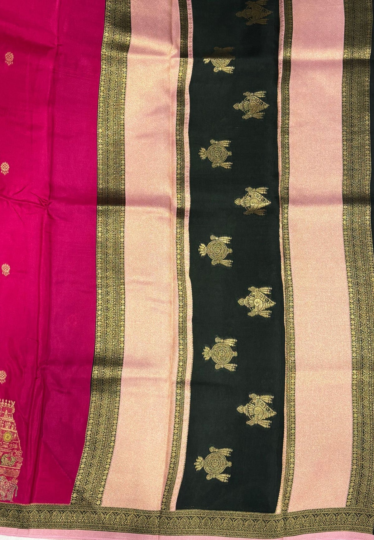 Art Mysore Silk Saree-Ranipink with Rajagopuram Zari Border