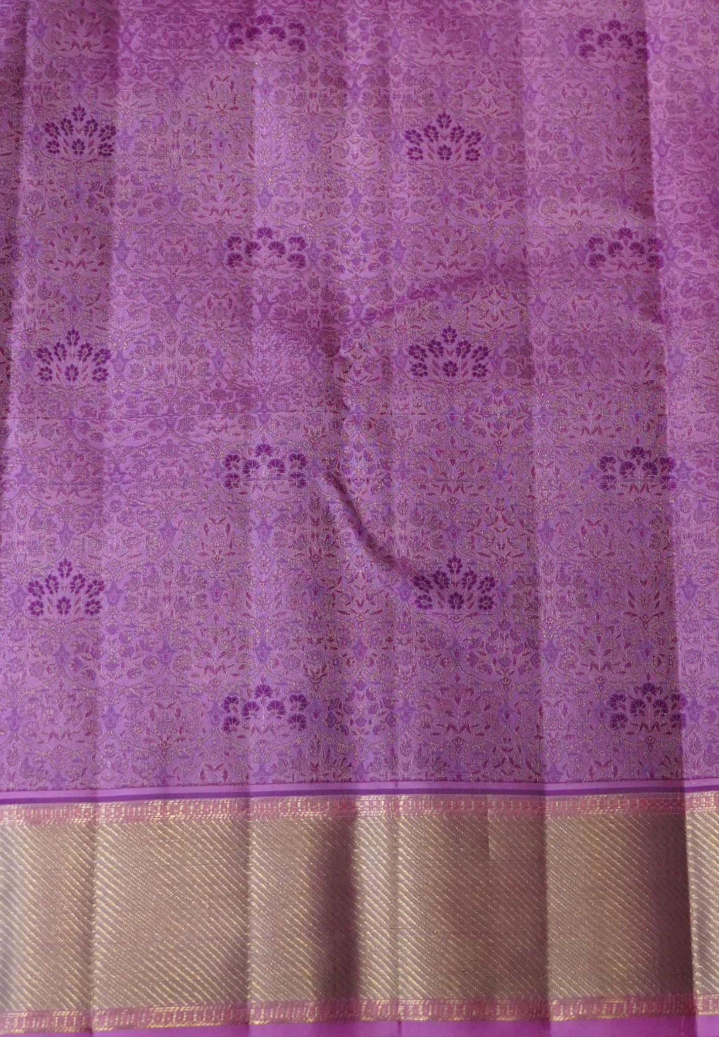 Pure Kanchipuram Silk Saree- Lavender with Floral Motif