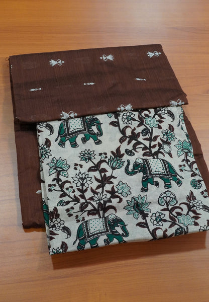 Unstitched Sawar Suit - Kalamkari Dupatta