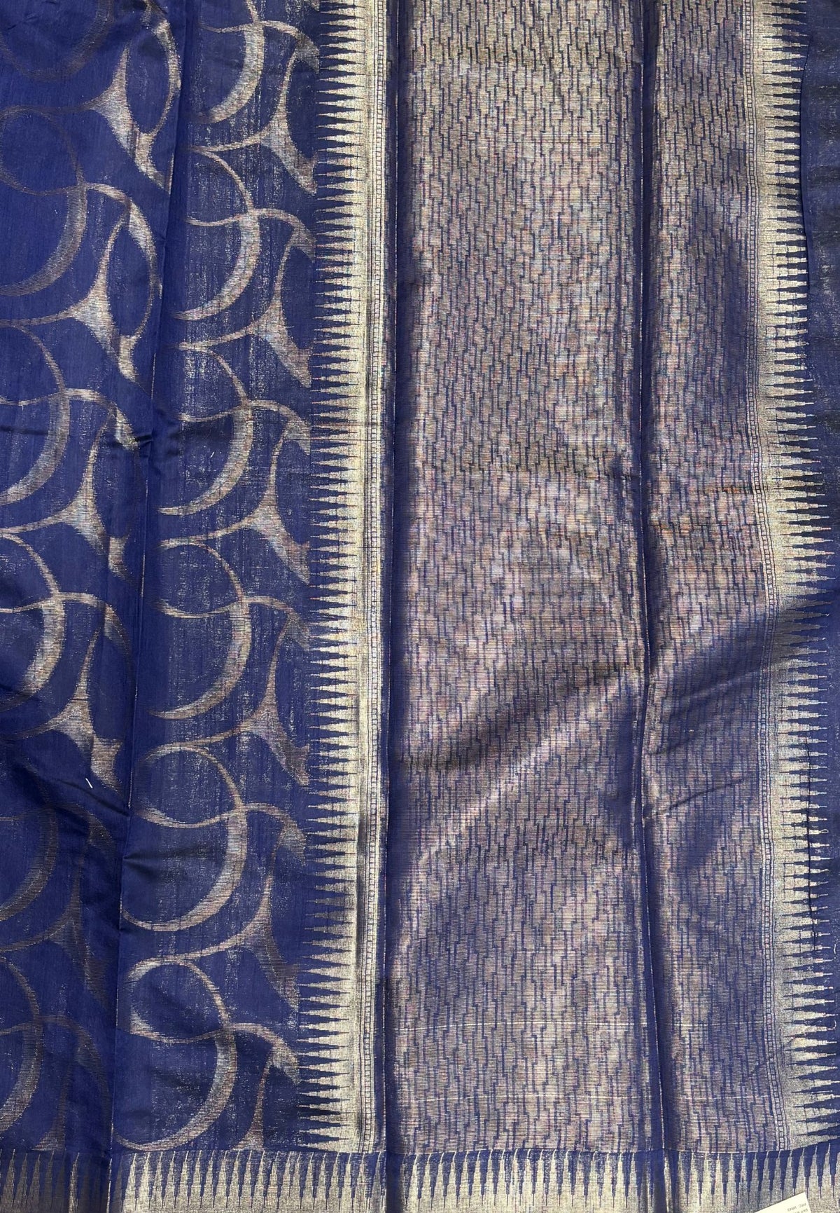 Tissue Silk Saree-Blue In Abstract Loop Zari Border