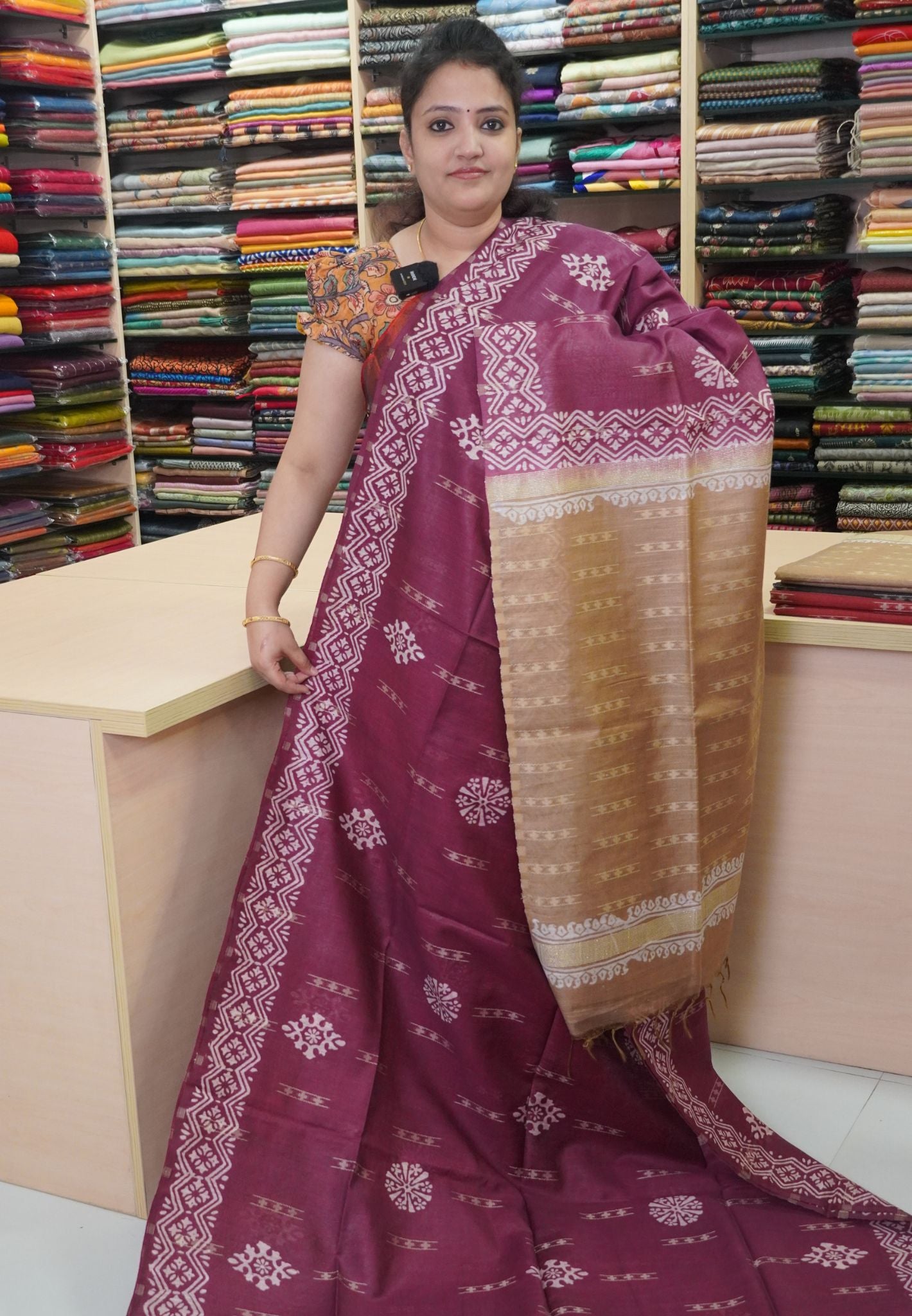 Bhagalpur Cotton Saree- Sequence Work Purple