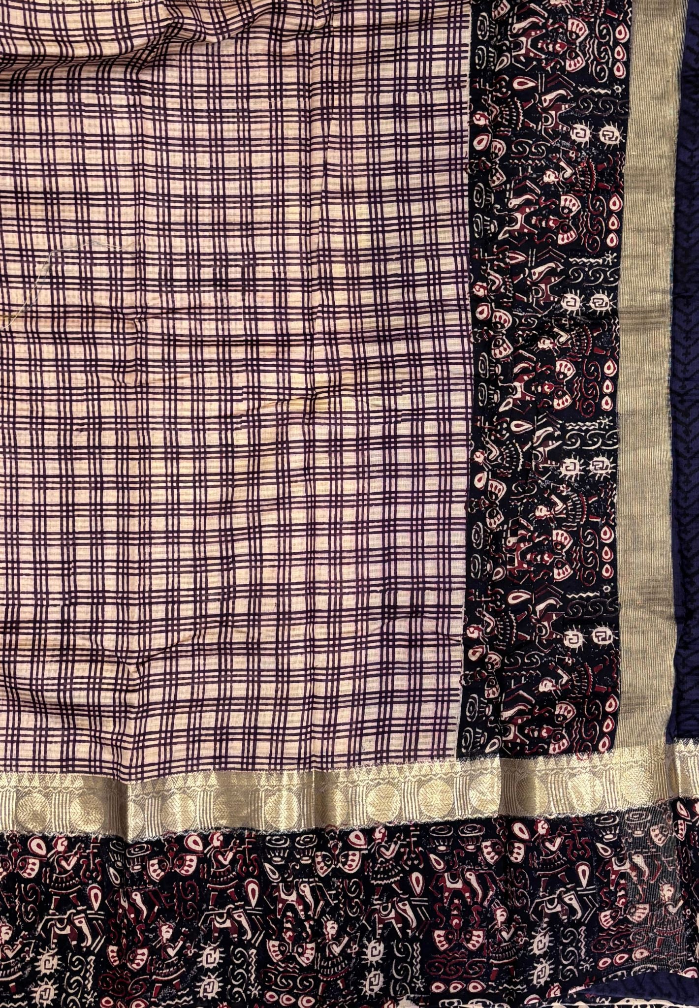 Pure Chanderi Saree-Black In Linear Zari Border