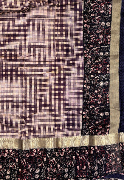 Pure Chanderi Saree-Black In Linear Zari Border