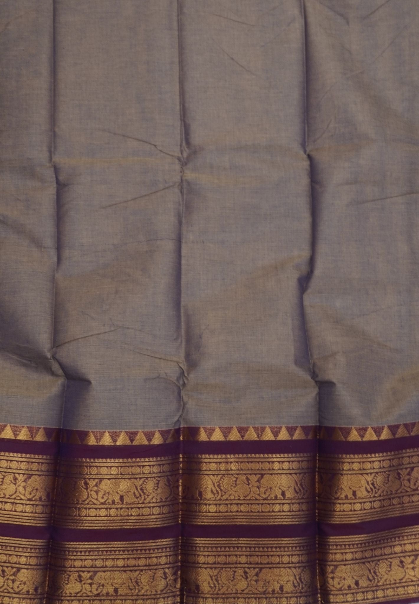 Chettinadu Cotton Saree-Metalic Purple with Double Border