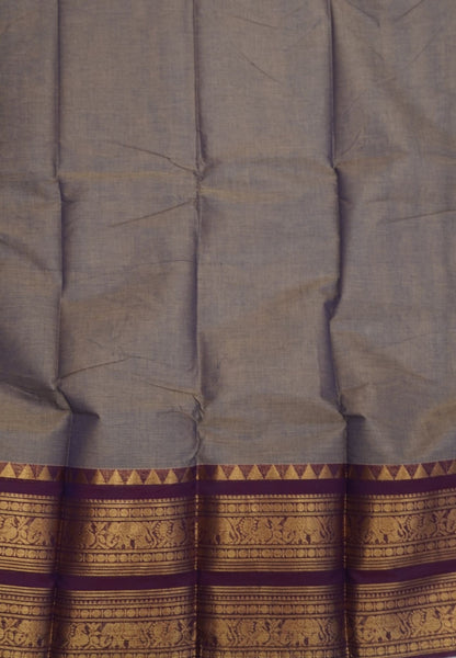 Chettinadu Cotton Saree-Metalic Purple with Double Border