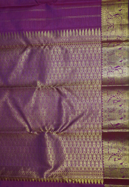 Pure Kanchipuram Silk Saree-Magenta Vairaoosi with Mayil Chakram Butta