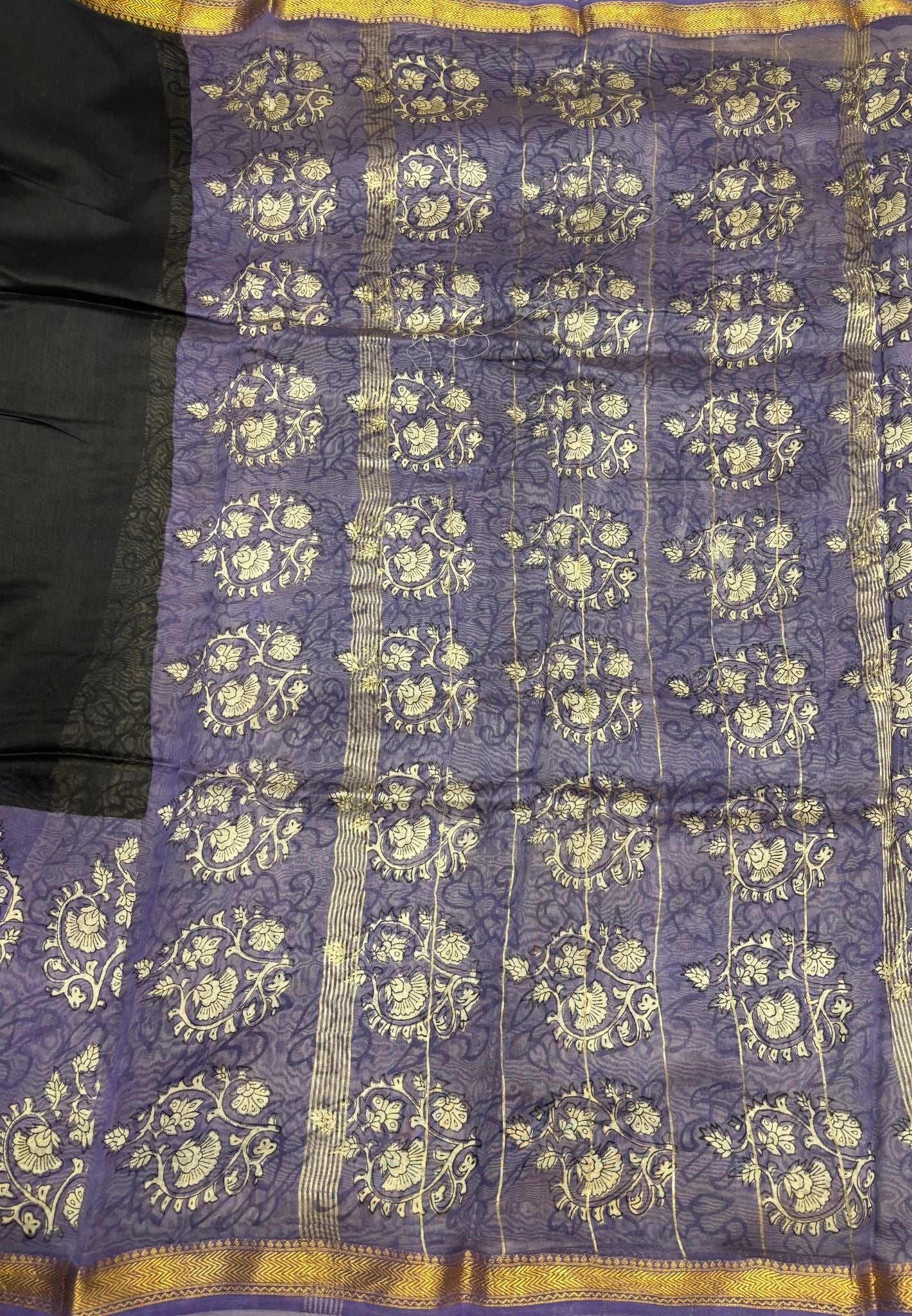 Pure Maheshwari Silk Cotton Saree-Black