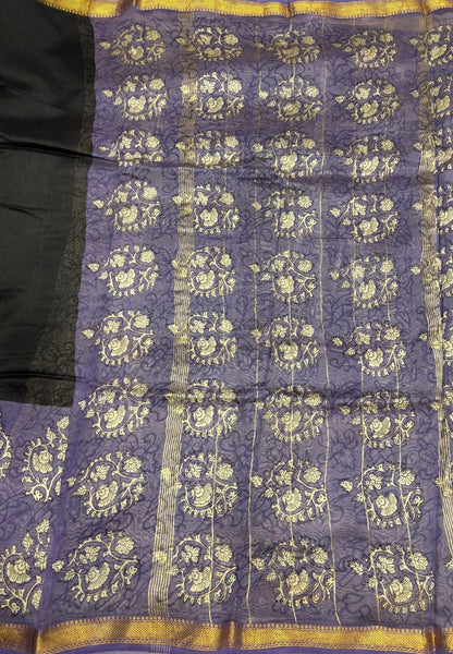 Pure Maheshwari Silk Cotton Saree-Black