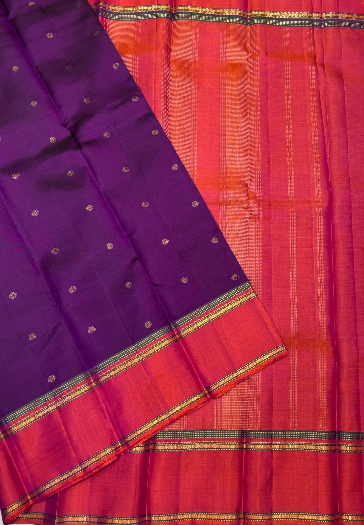 Pure Kanchipuram Silk Saree-Wine with Contrast Rettapet Border