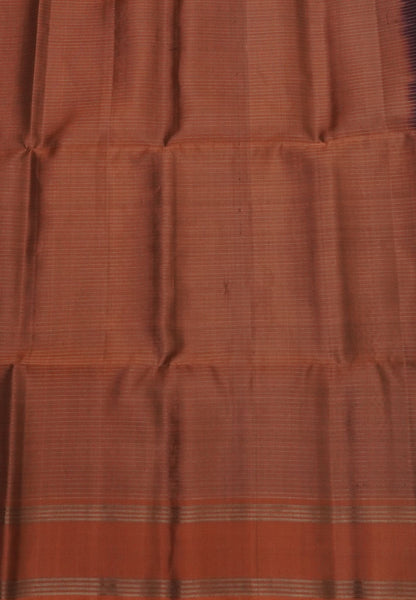 Pure Kanchipuram Silk Saree-Brown in Zari Checks with Contrast Rettapet Border