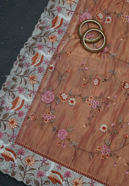 Crush Tissue Saree - Full Embryoid Peach