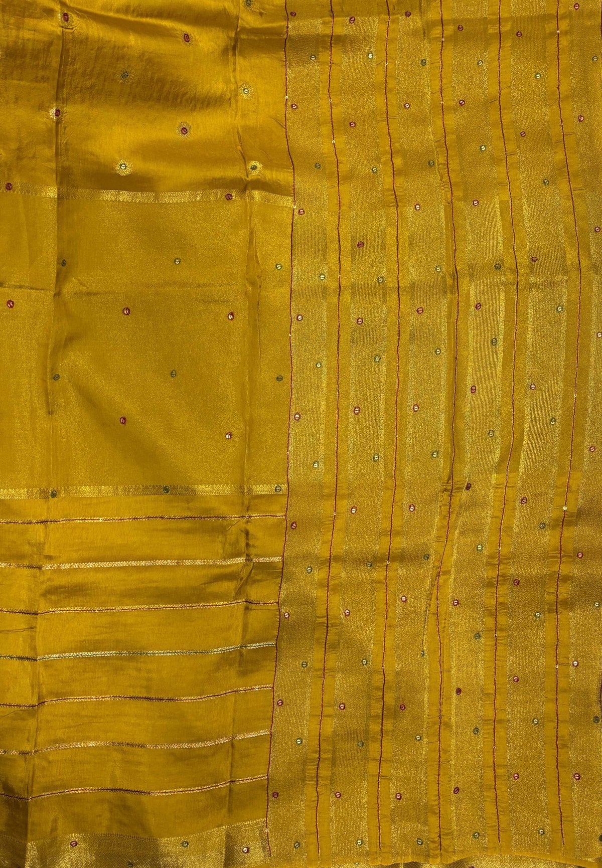 Viscose Saree-Mehandi Green In Multi-Line Zari Border