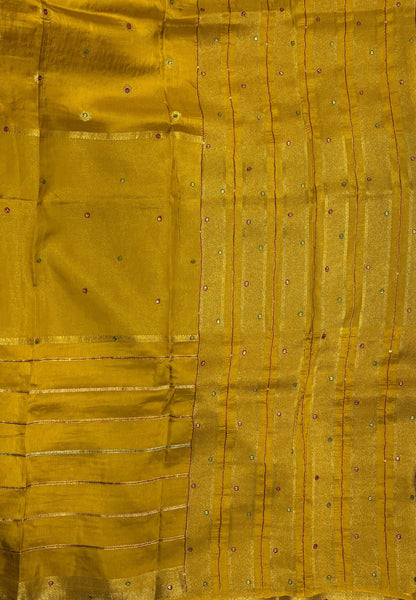 Viscose Saree-Mehandi Green In Multi-Line Zari Border