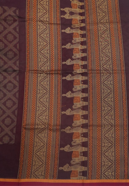 Cotton Saree-Dark Maroon in Thread Work