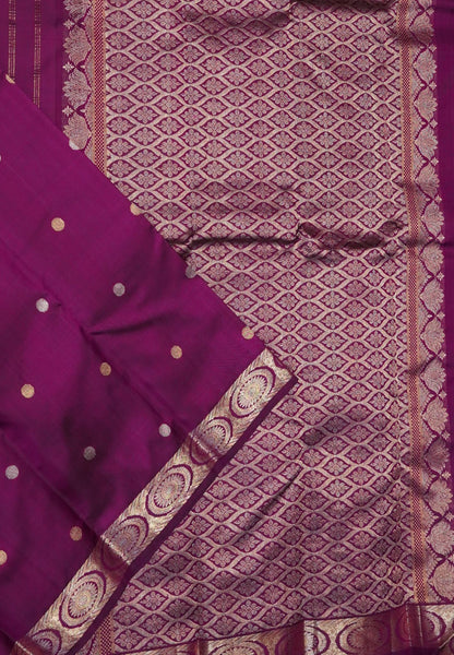 Pure Silk Saree – Wine Purple with Rich Zari Weaving