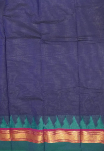 Chettinadu Cotton Saree-Navy Blue with Thazhamboo Pattern