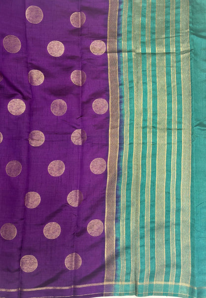Soft Tussar saree-Purple With Round Motif