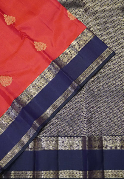 Pure Kanchipuram Silk Saree-Red with Retapett Border