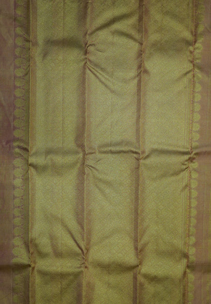 Pure Tissue Kanchipuram Silk Saree- Peach with Chakram Butta