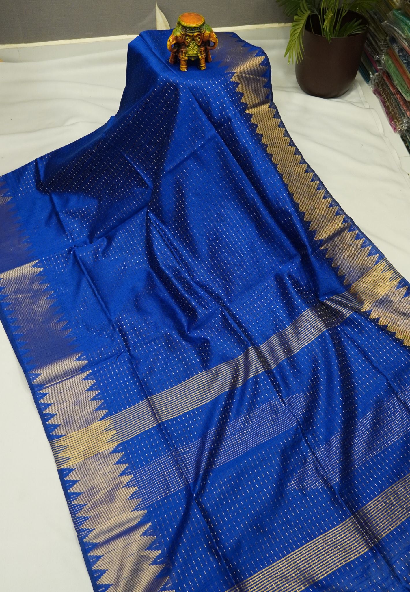 Semi Raw Silk Saree-Ink Blue