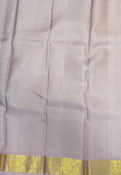 Pure Kanchipuram Silk Saree - Dark Purple with Contrast Korvai Border