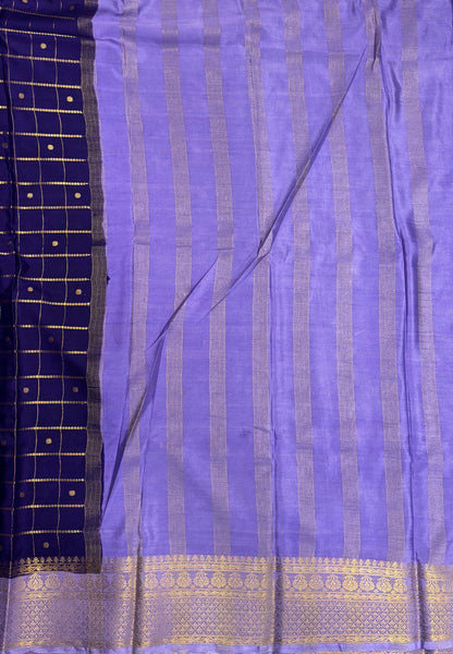 Viscose Saree-Violet in Checked Zari Pattern Border