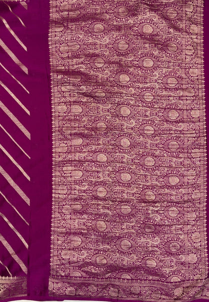 Chinon Silk Saree-Magenta with Antique Floral Border
