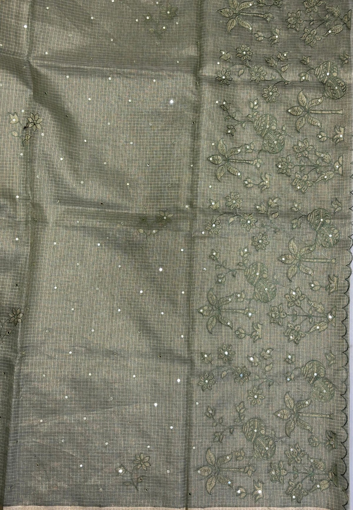 Kota Saree-Green In Floral Applique Border