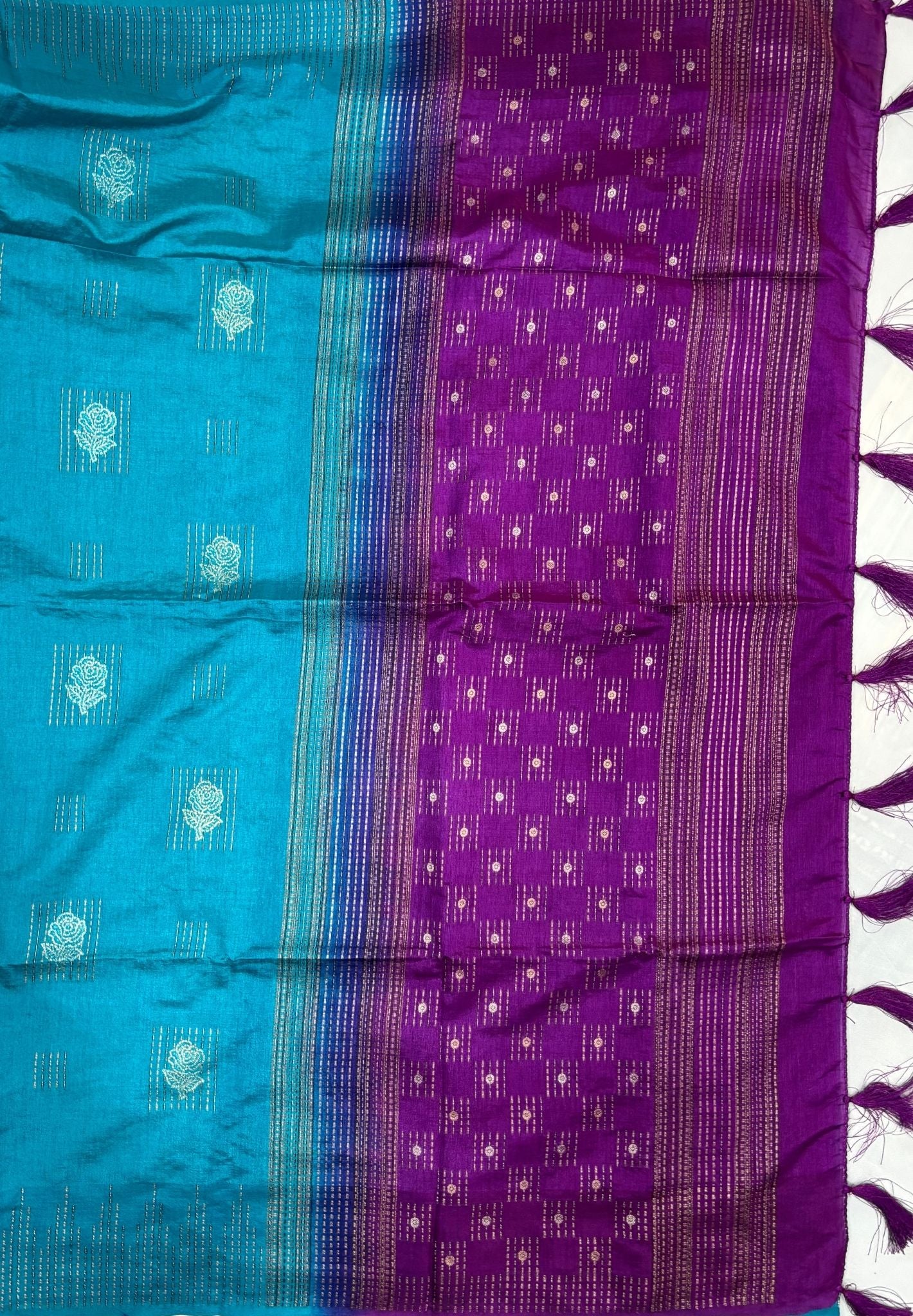 Chanderi Saree-Ramar Blue with Zari Lines