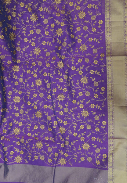 Kota Saree-Purple with Floral Embroidery work