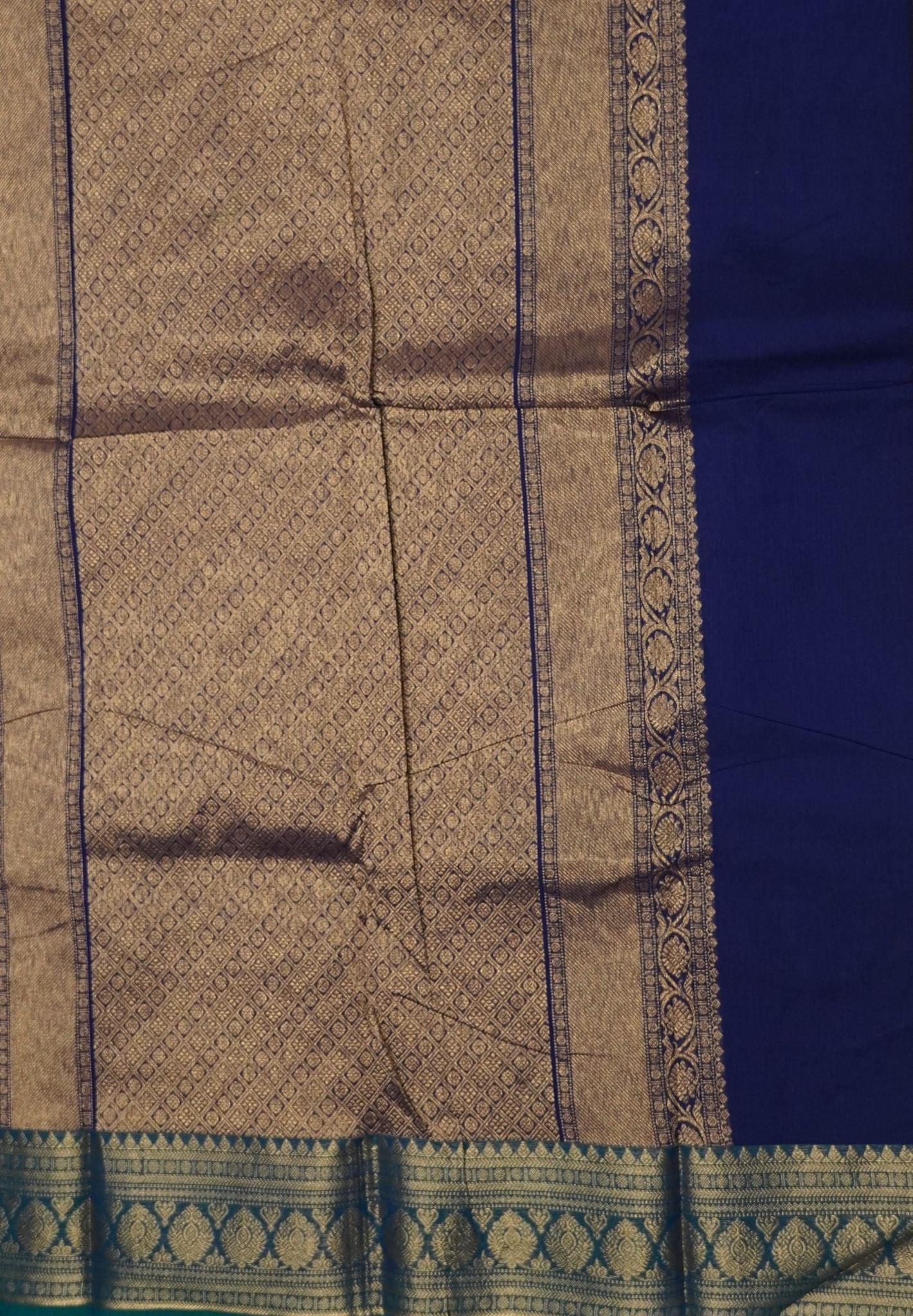 Chettinad Cotton Saree–Navy Blue Vairaoosi