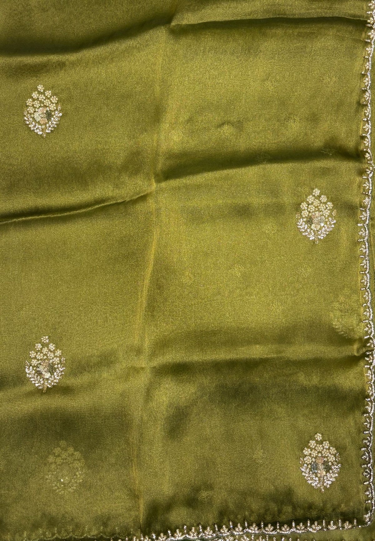 Designer Saree-Olive Green