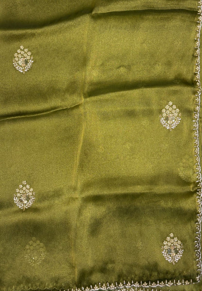 Designer Saree-Olive Green