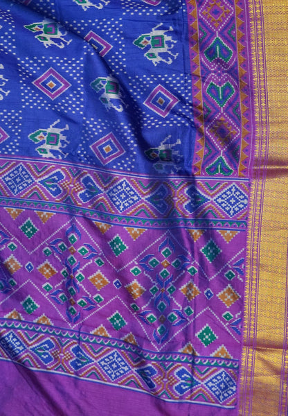 Semi Patola Saree – ink Blue & Violet Elegance